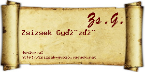 Zsizsek Győző névjegykártya